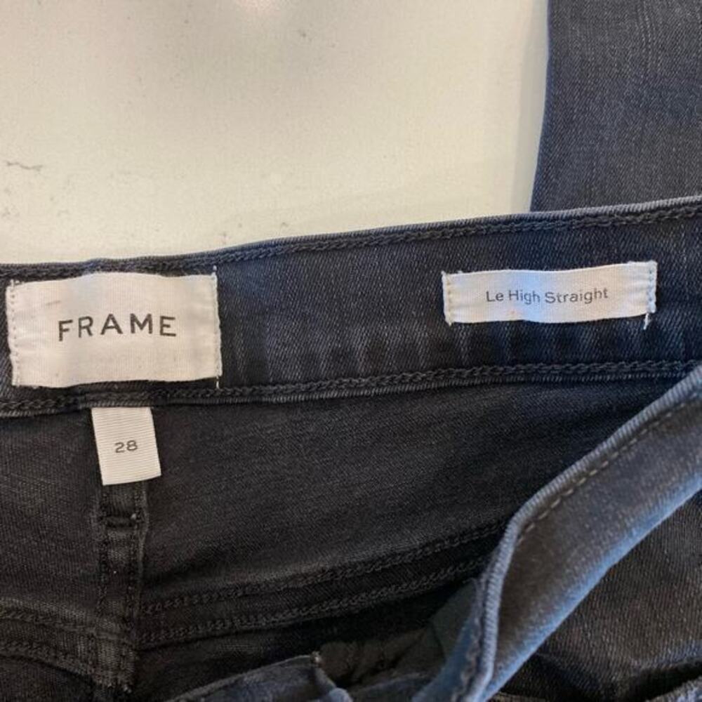 FRAME Le High‎ Straight Leg Cropped Denim Jeans in Maverick Rips Size 28 - Picture 7 of 12